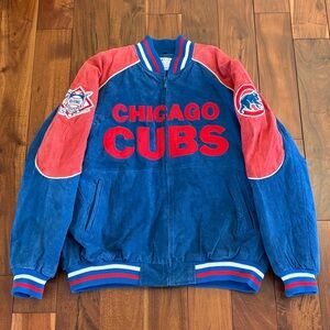 Chicago Cubs Blue and Red Leather Jacket